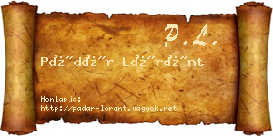 Pádár Lóránt névjegykártya